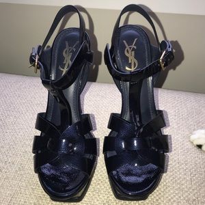 YSL Tribute Navy Patent with high heel